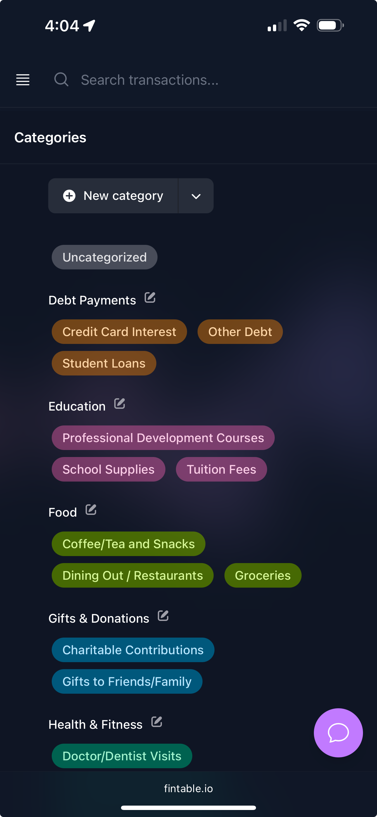 Fintable Categorizer Rules