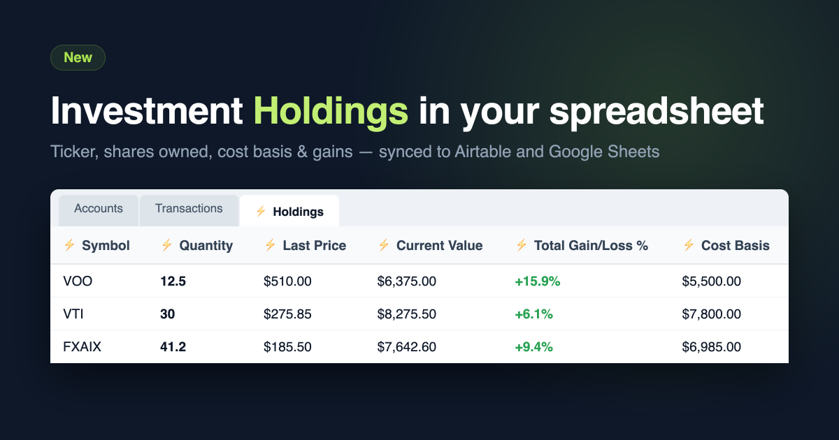 Investment Holdings Sync
